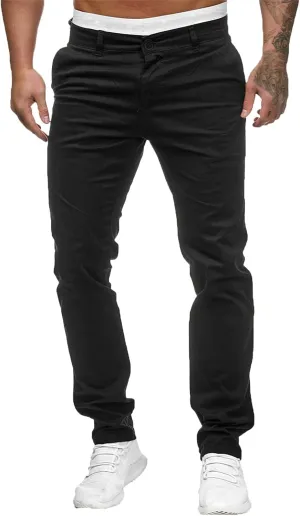 2021 Mens Chino Fit Flat Front Dress Pants Casual Cotton Jeans Slim Fit Skinny Stretchy Slacks Tapered Trousers