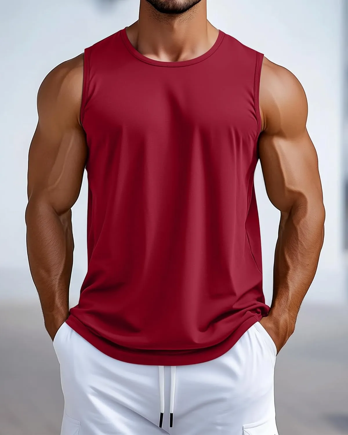 3 Pack Big and Tall Cotton Men's Tank Tops Plus Size Workout Sleeveless Tee Shirts Crew Neck Muscle Shirts L-5XL
