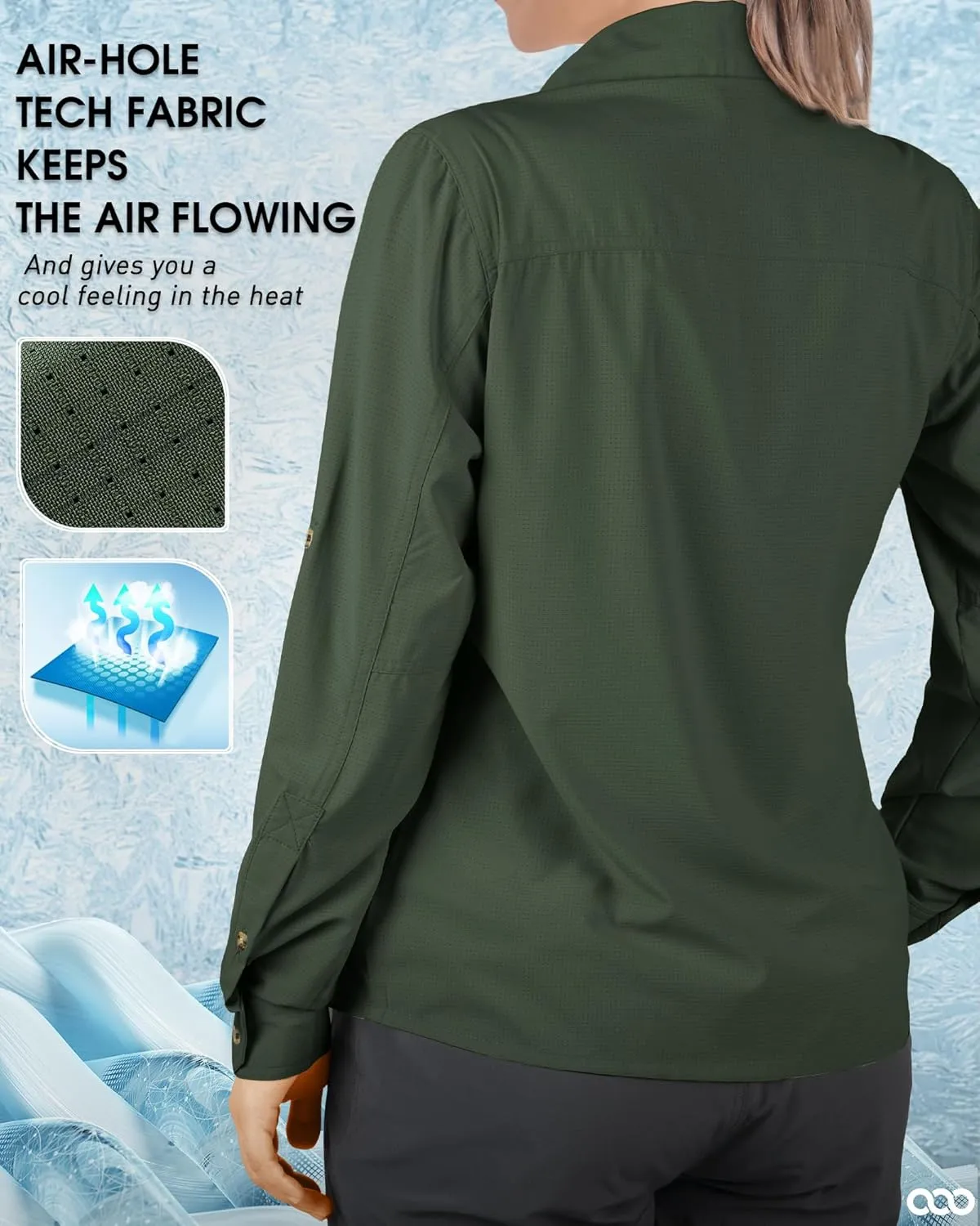 33,000ft Women's UPF 50 UV Sun Protection Shirt, Cool Quick Dry Long Sleeve Outdoor Fishing Hiking Safari Travel Shirt