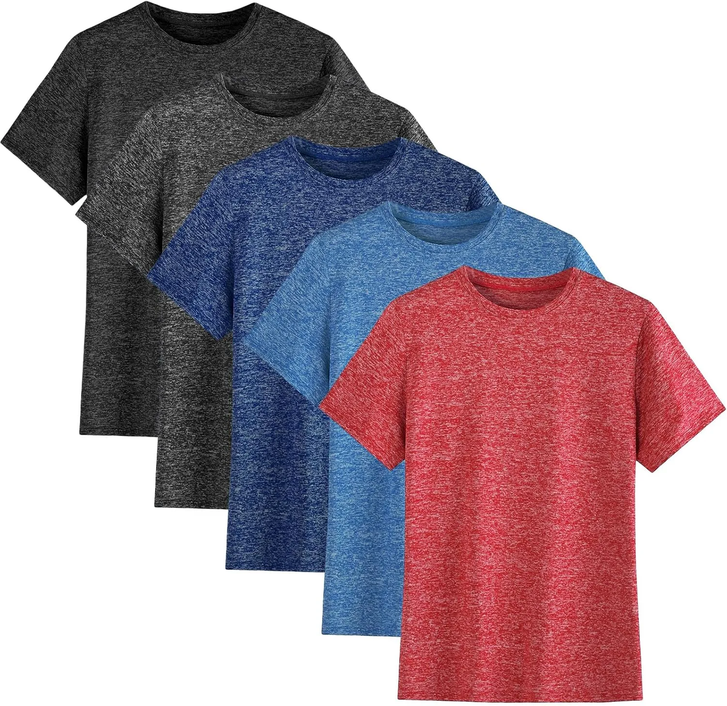 5-Pack Boys Athletic Quick Dry T-Shirts Youth Activewear Short Sleeve Tops5-18 Years