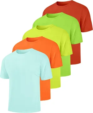 5 Pack T Shirts for Man UPF 50  Short Sleeve Dry Fit Workout T-Shirts Gym Running Activewear Tee Summer Tops