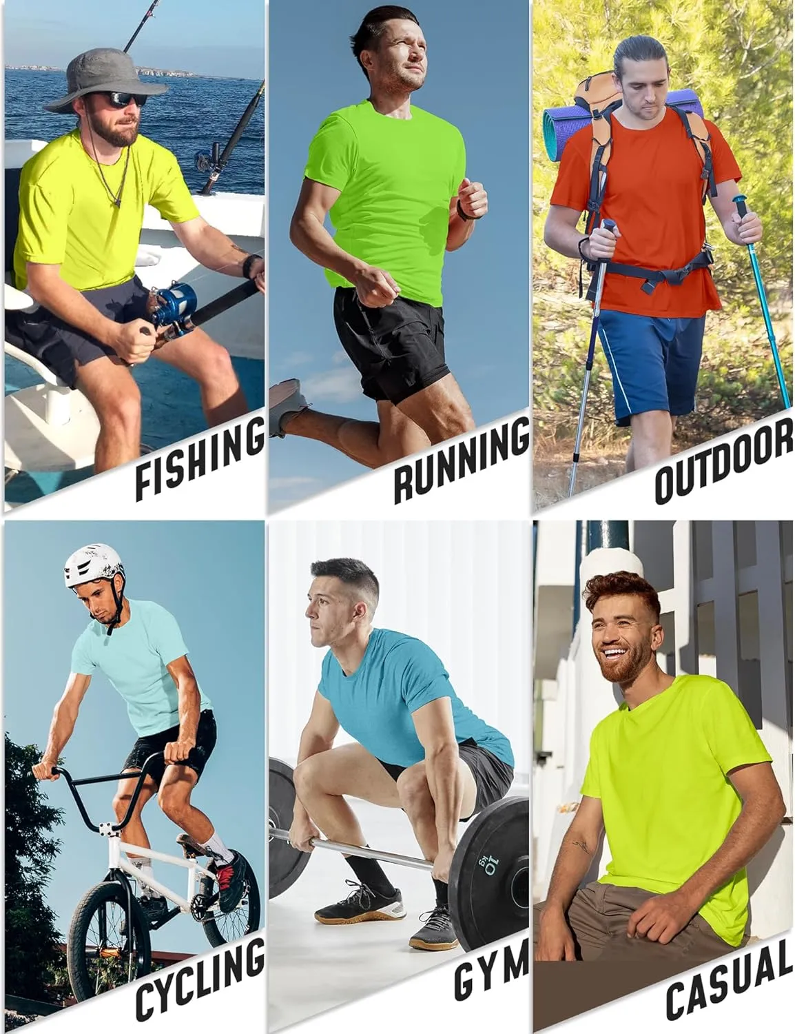 5 Pack T Shirts for Man UPF 50  Short Sleeve Dry Fit Workout T-Shirts Gym Running Activewear Tee Summer Tops