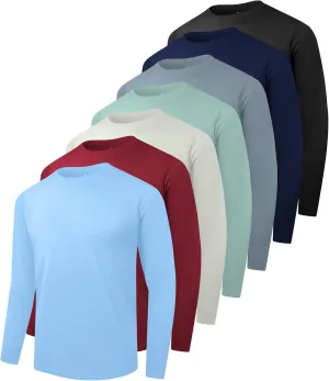 6/7 Pack Men Dry Fit Workout Long Sleeve Athletic Gym UPF SPF UV Sun Protection Quick Dry Lightweight Shirts
