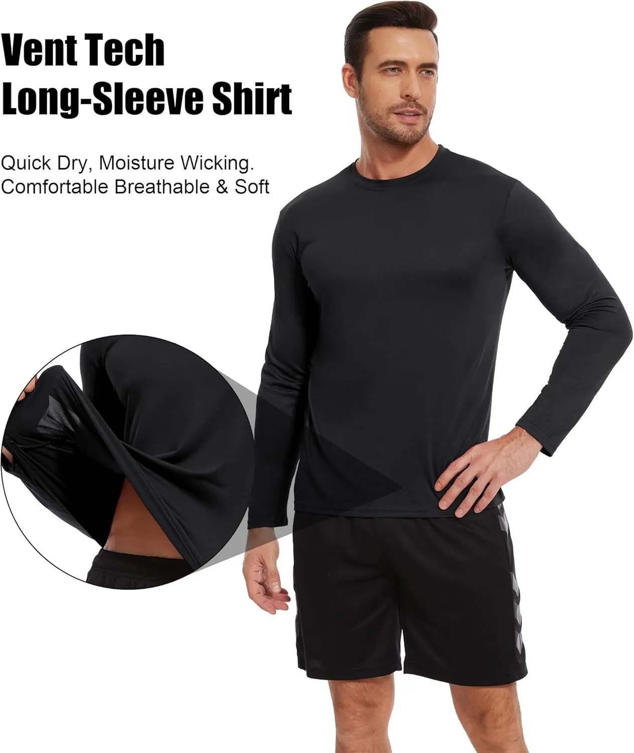 6/7 Pack Men Dry Fit Workout Long Sleeve Athletic Gym UPF SPF UV Sun Protection Quick Dry Lightweight Shirts
