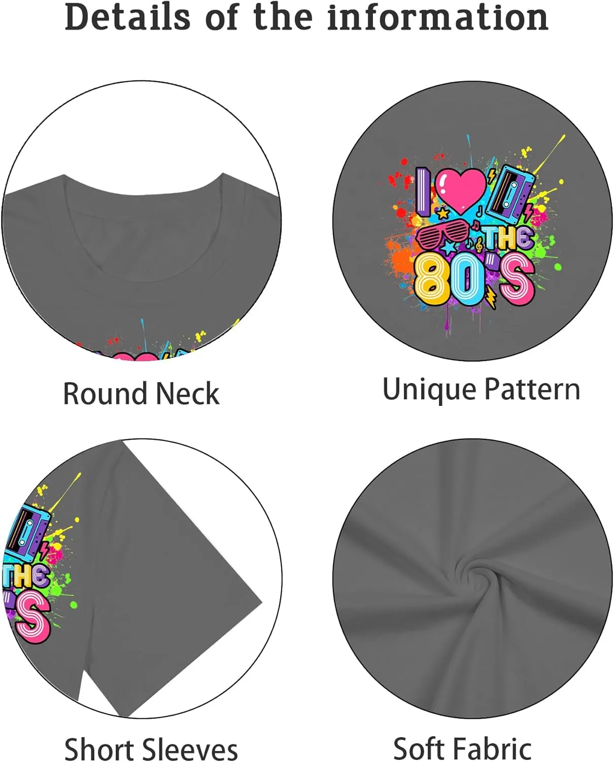 80s Shirts for Women I Love The 80s T Shirts 80's Themed Disco Music Top 1980s Party Graphic Tee Casual Outfit