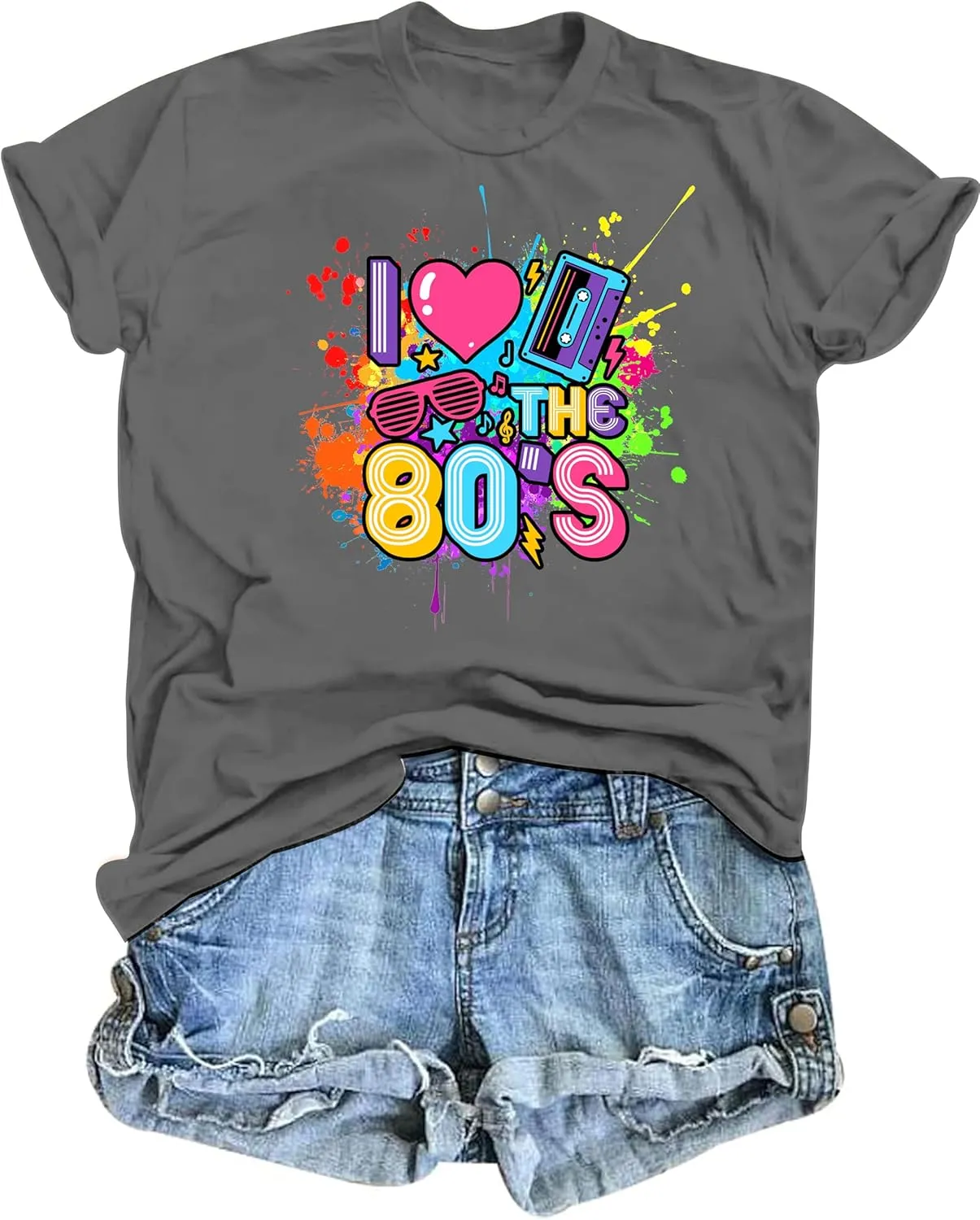 80s Shirts for Women I Love The 80s T Shirts 80's Themed Disco Music Top 1980s Party Graphic Tee Casual Outfit