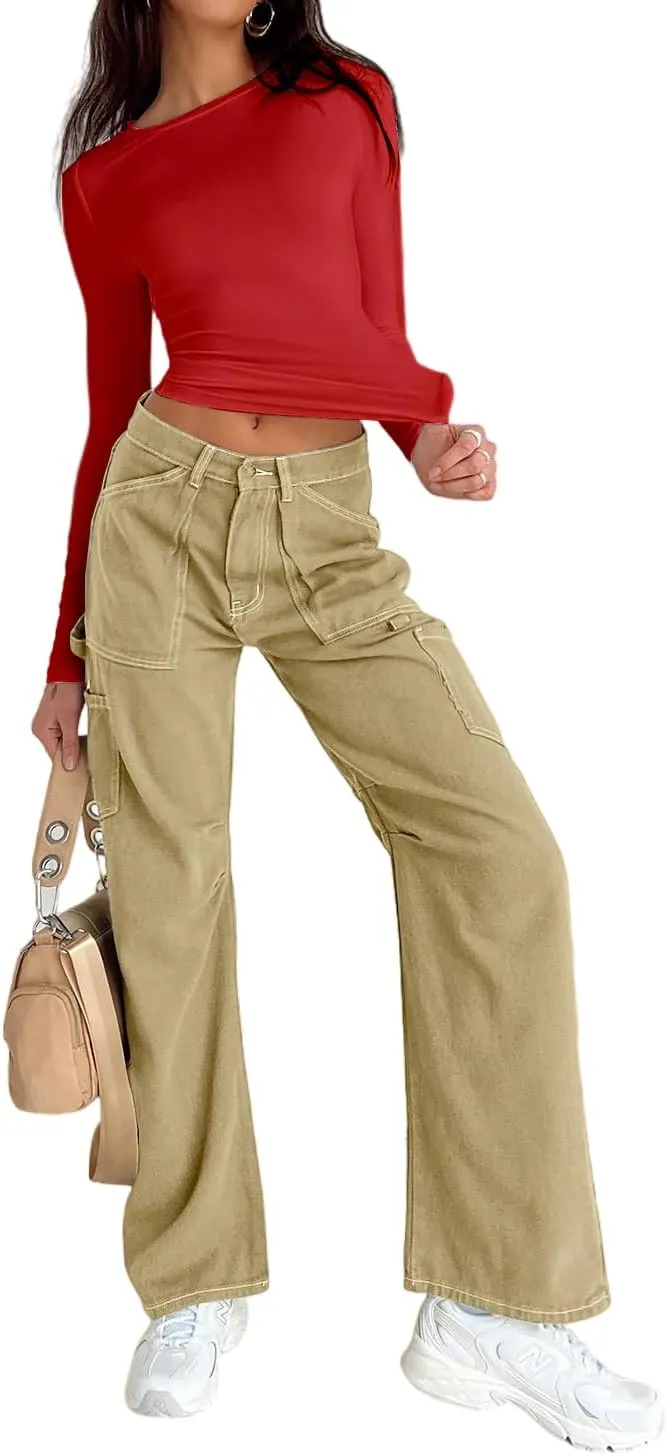 Abardsion Women's Casual Basic Going Out Crop Tops Slim Fit Short Sleeve Crew Neck Tight T Shirts 2025