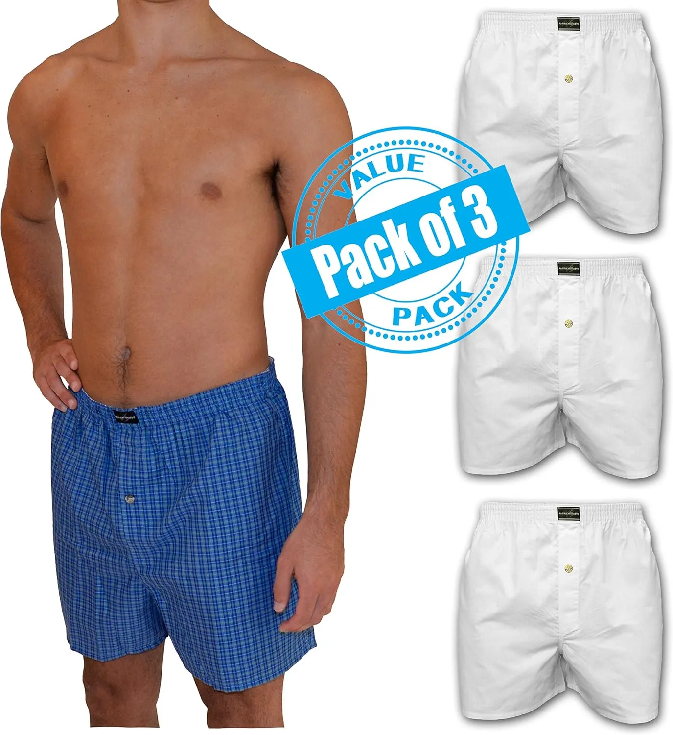Andrew Scott Men's Cotton Blend Boxer Shorts |Big Man| Sizes S to 6XL - Multi & Bulk Packs