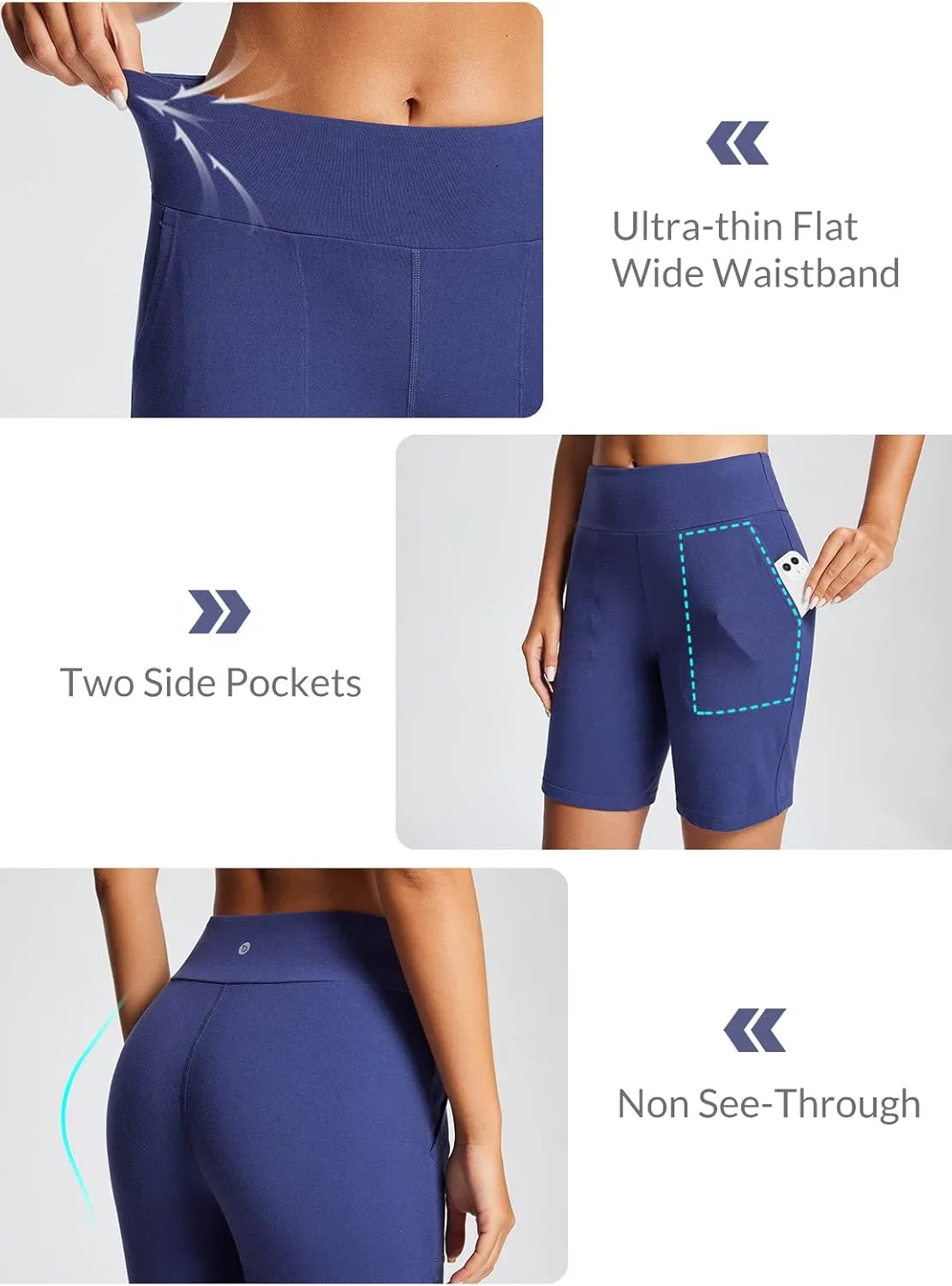 baleaf 8" Bermuda Long Shorts for Women Cotton Athletic Sweat Tummy Control Casual Lounge Summer