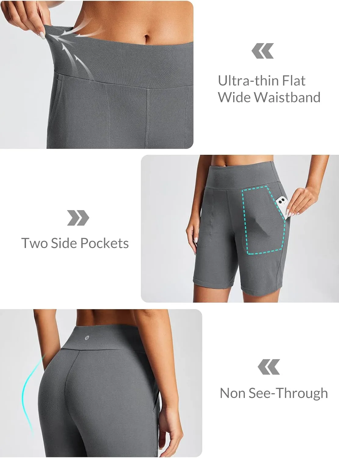 baleaf 8" Bermuda Long Shorts for Women Cotton Athletic Sweat Tummy Control Casual Lounge Summer