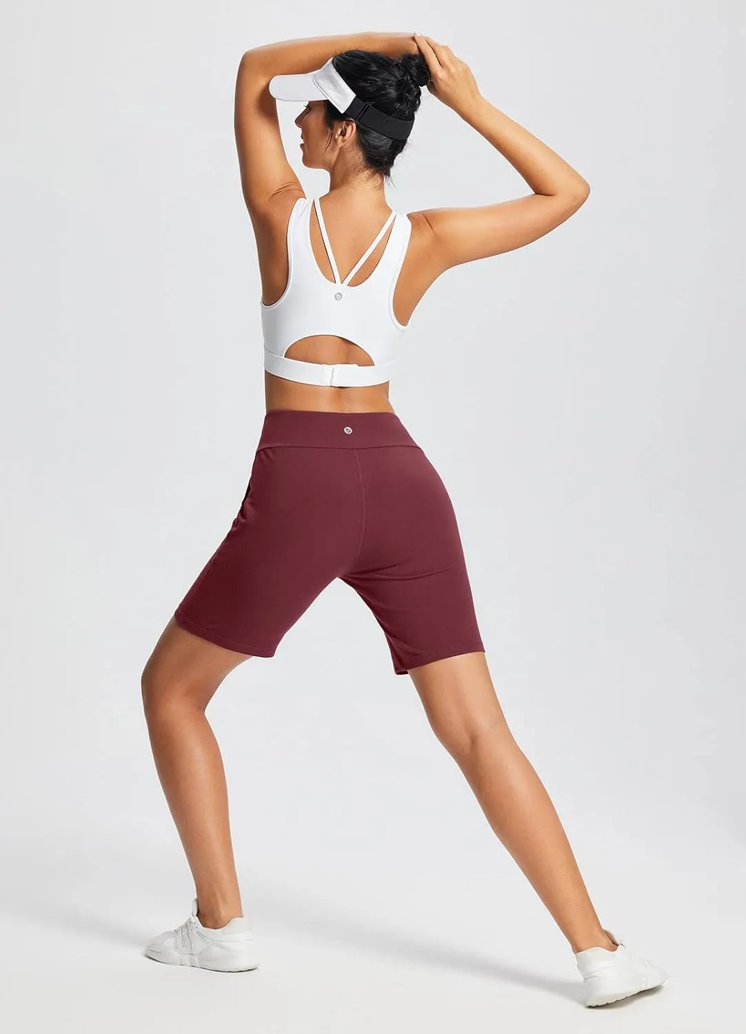baleaf 8" Bermuda Long Shorts for Women Cotton Athletic Sweat Tummy Control Casual Lounge Summer