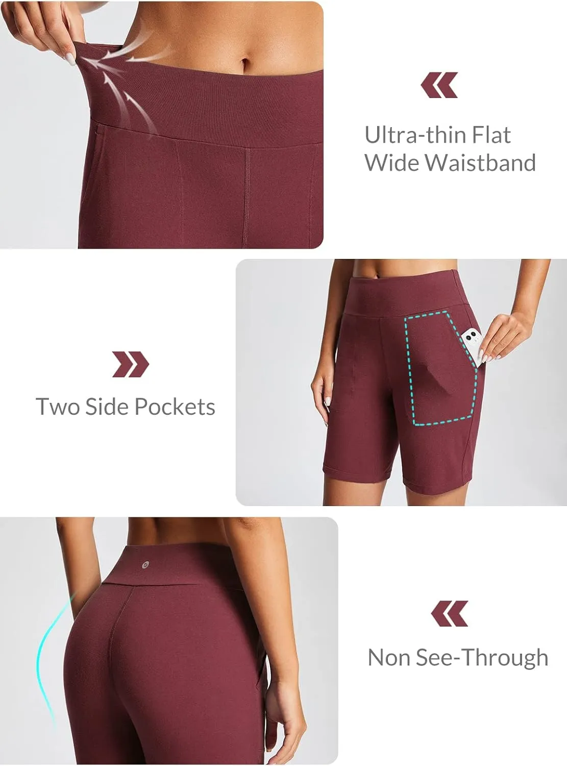 baleaf 8" Bermuda Long Shorts for Women Cotton Athletic Sweat Tummy Control Casual Lounge Summer