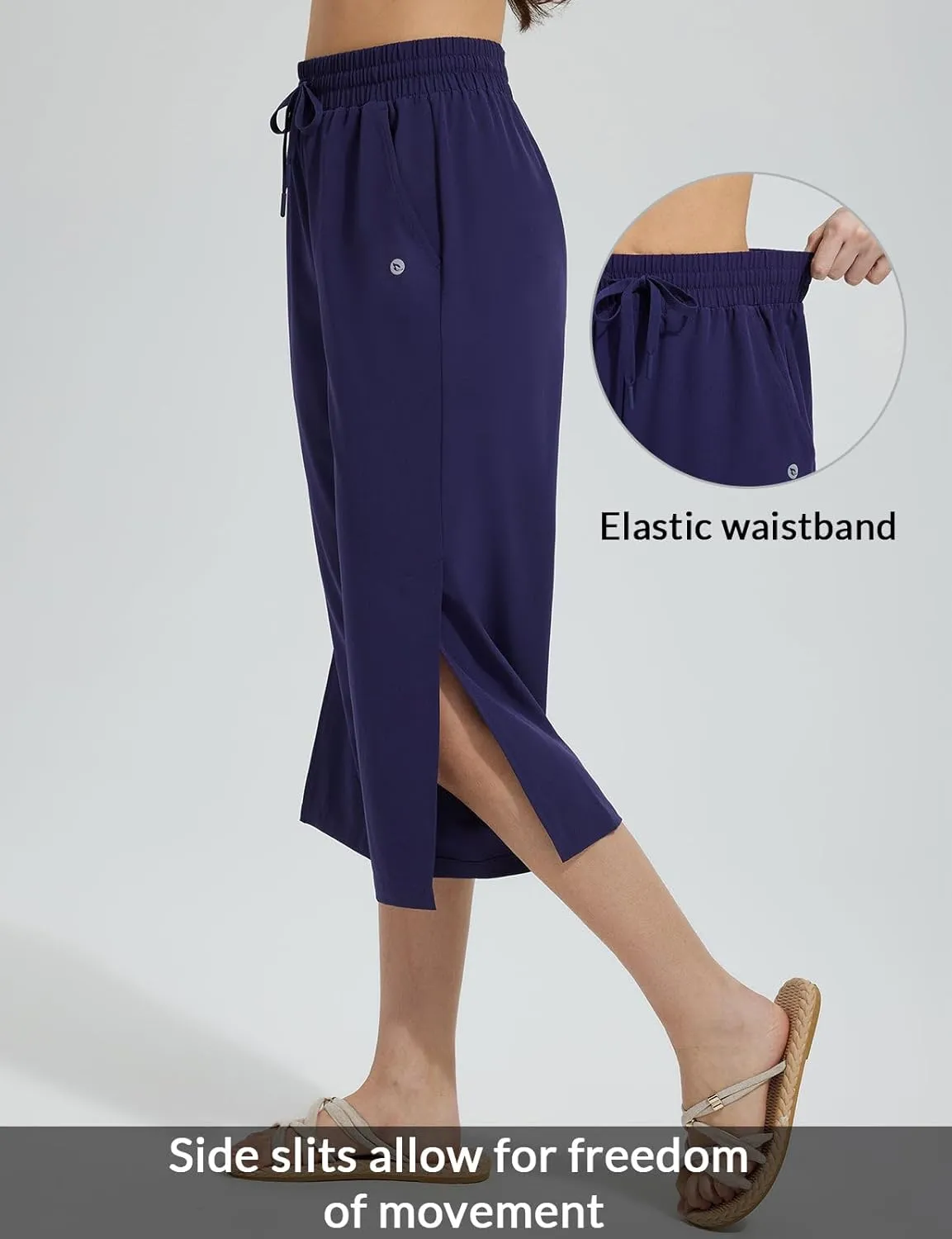 baleaf Women's Capri Pants Wide Leg Quick Dry Lightweight Capris UPF50  Casual Sweatpants Swim Pants