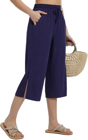 baleaf Women's Capri Pants Wide Leg Quick Dry Lightweight Capris UPF50  Casual Sweatpants Swim Pants