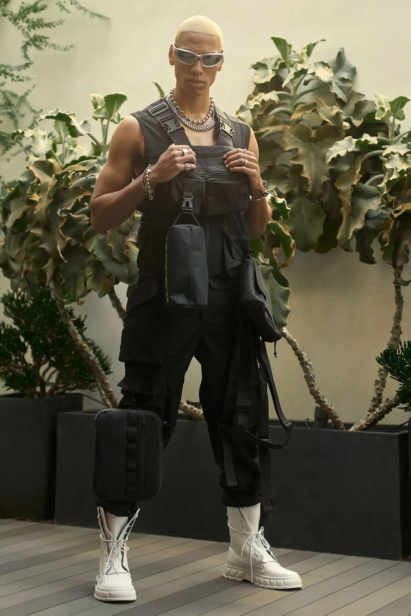 Batter Up Crinkle Nylon Utility Vest - Black