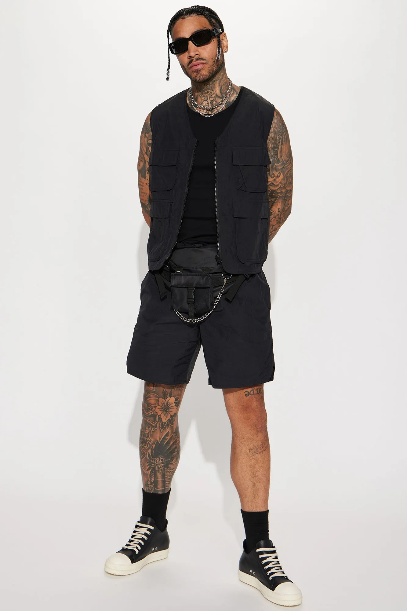 Batter Up Crinkle Nylon Utility Vest - Black