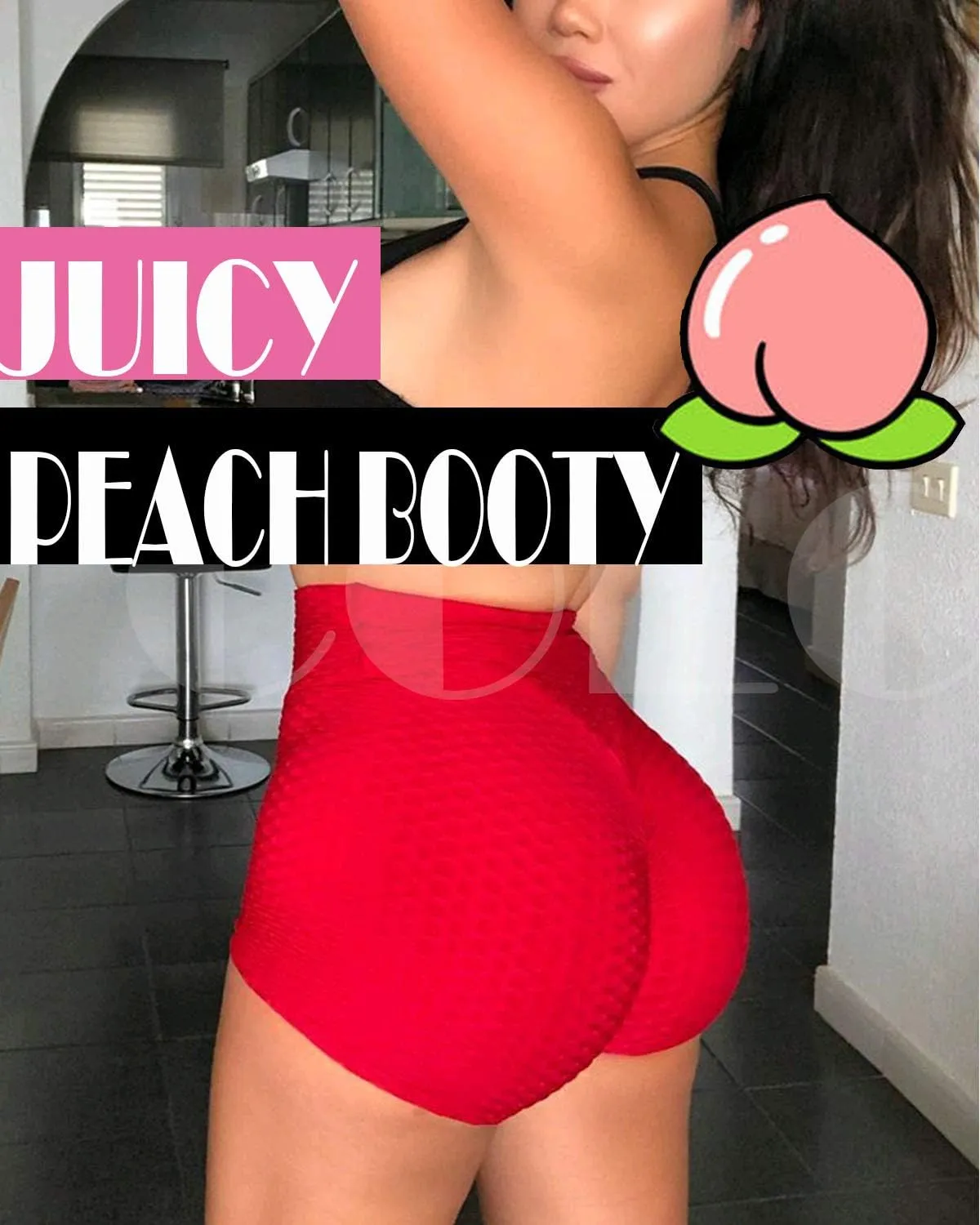 Booty Shorts Naughty Scrunch Butt Lifting Leggings Workout High Waisted Textured Bottom