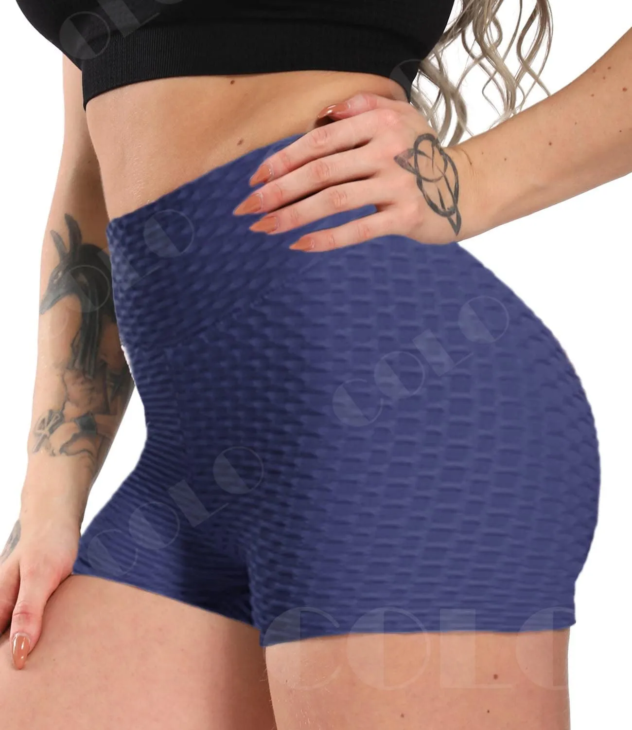 Booty Shorts Naughty Scrunch Butt Lifting Leggings Workout High Waisted Textured Bottom