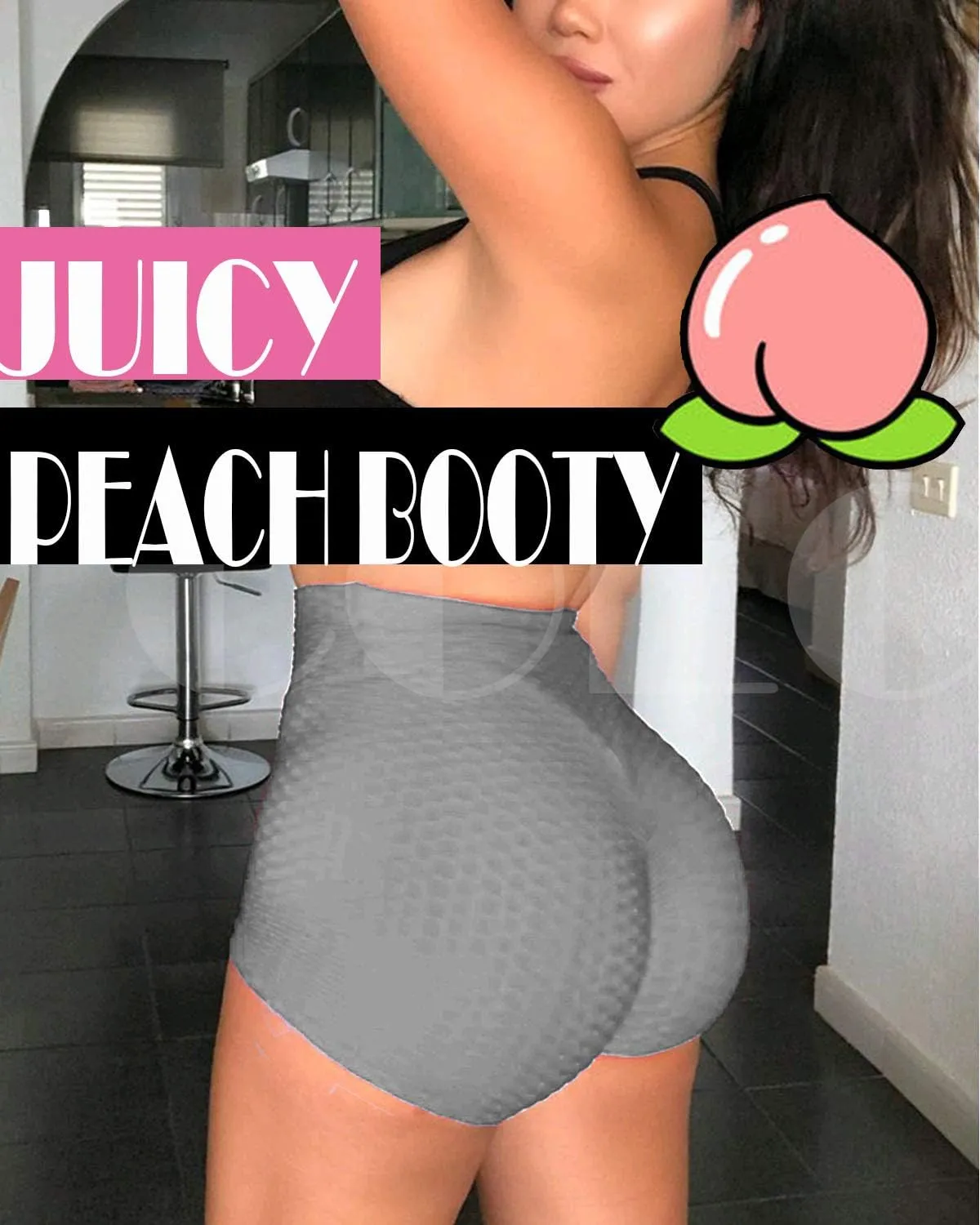 Booty Shorts Naughty Scrunch Butt Lifting Leggings Workout High Waisted Textured Bottom