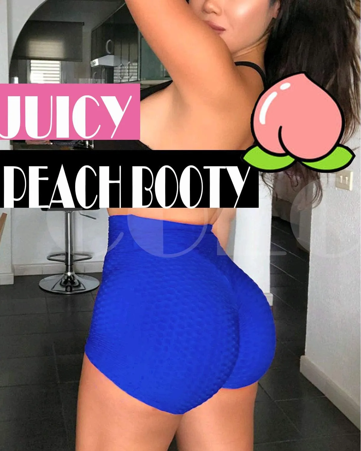 Booty Shorts Naughty Scrunch Butt Lifting Leggings Workout High Waisted Textured Bottom