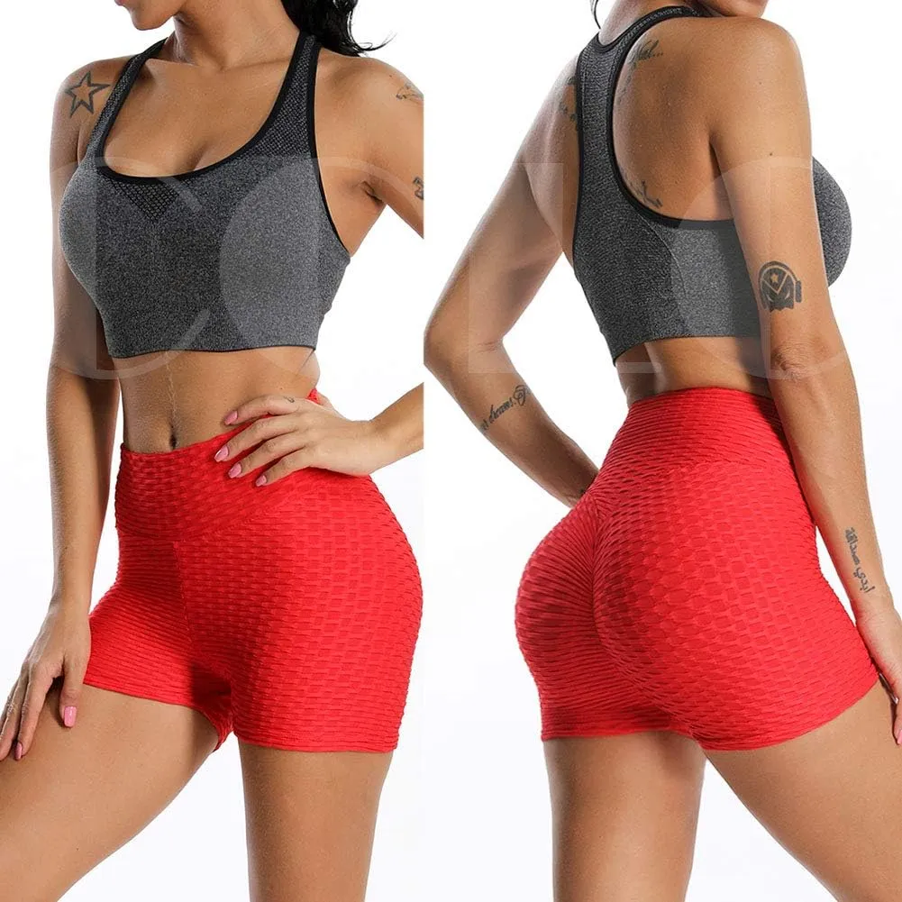 Booty Shorts Naughty Scrunch Butt Lifting Leggings Workout High Waisted Textured Bottom