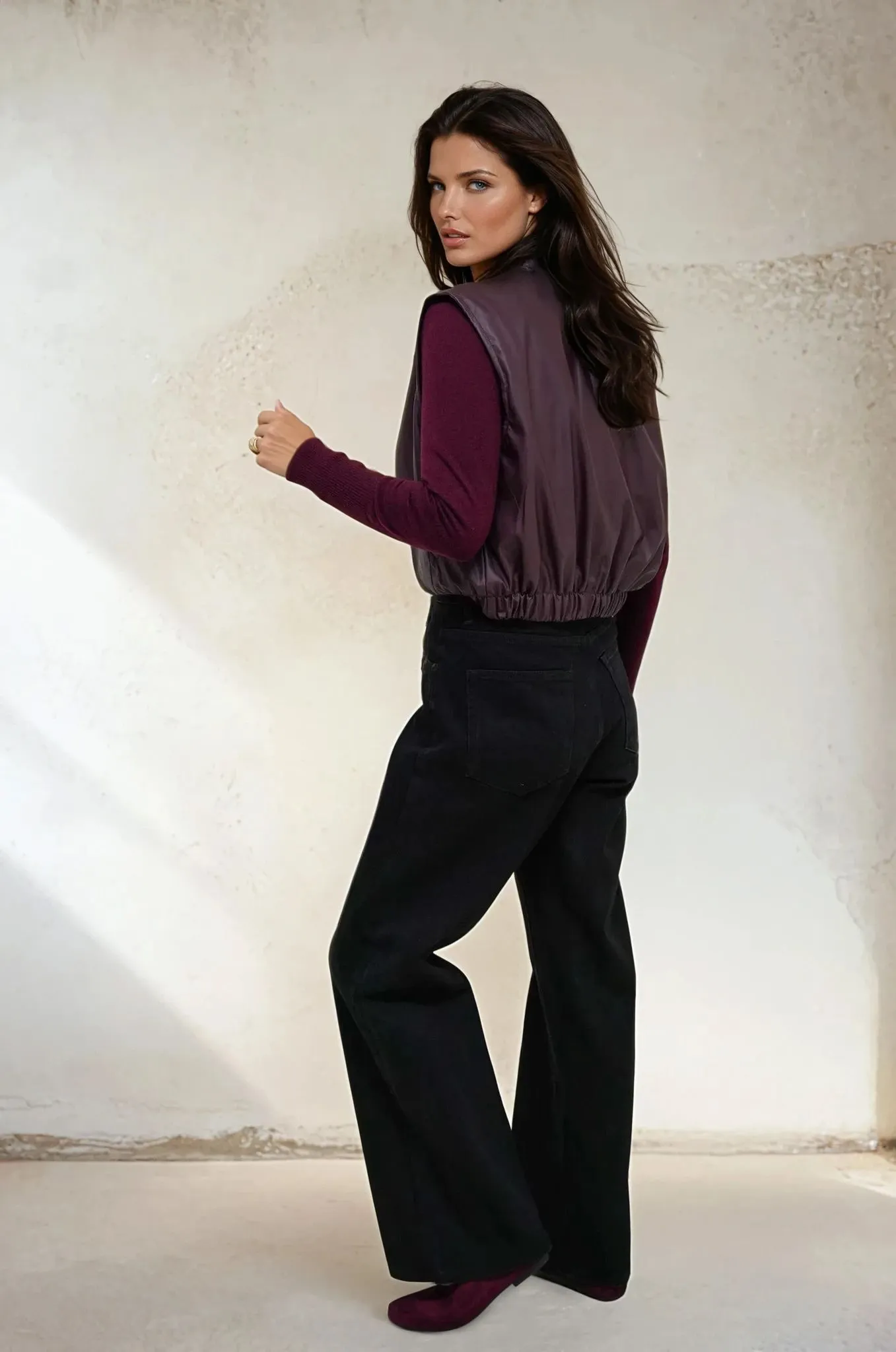 Burgundy Leatherette Paper Bag Waistcoat