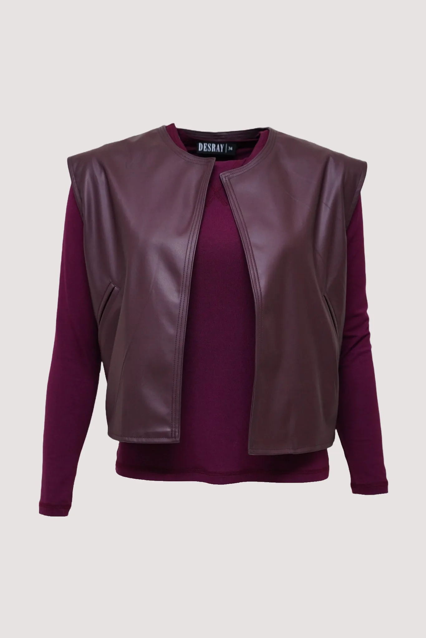 Burgundy Leatherette Paper Bag Waistcoat