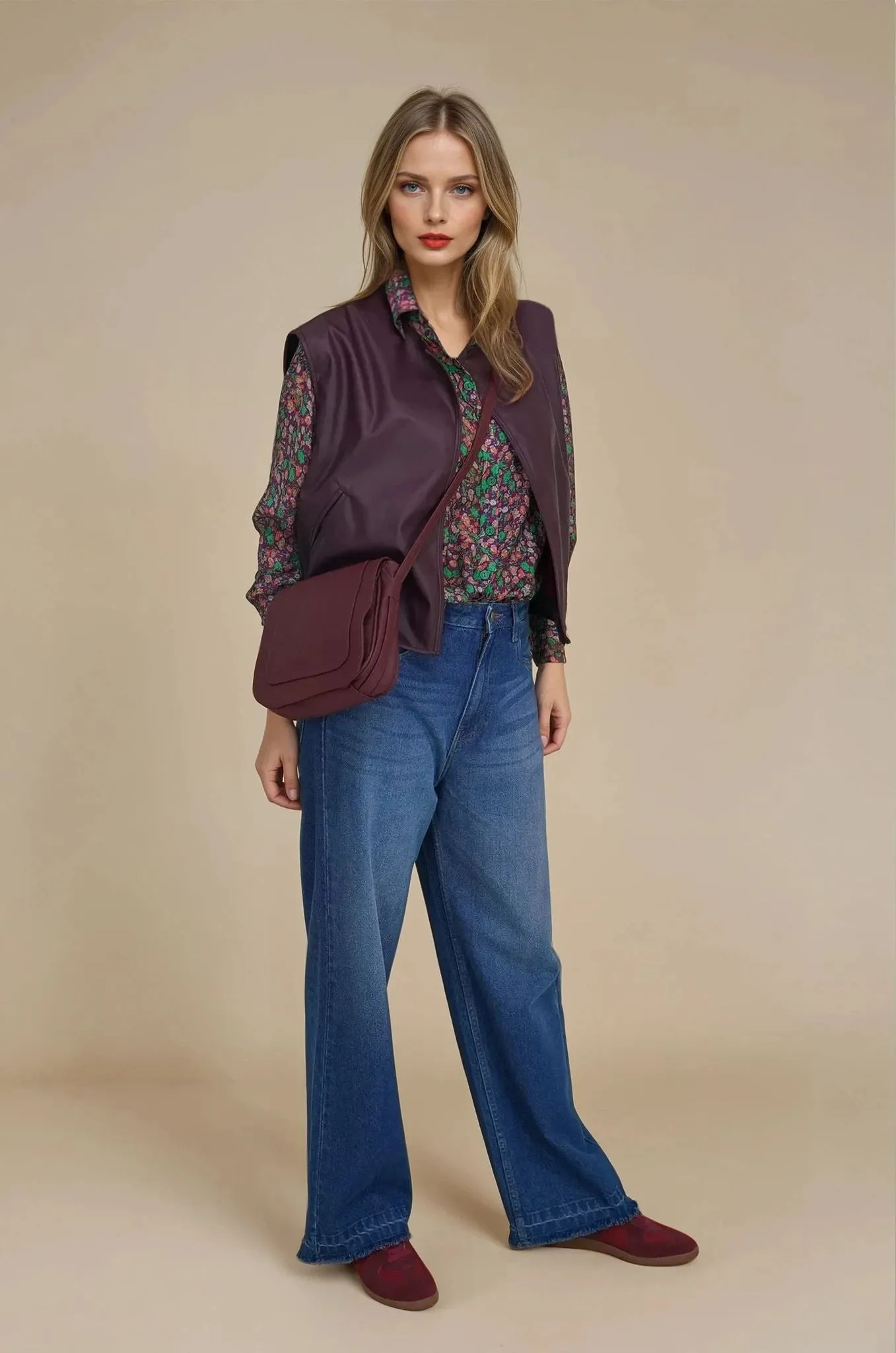 Burgundy Leatherette Paper Bag Waistcoat