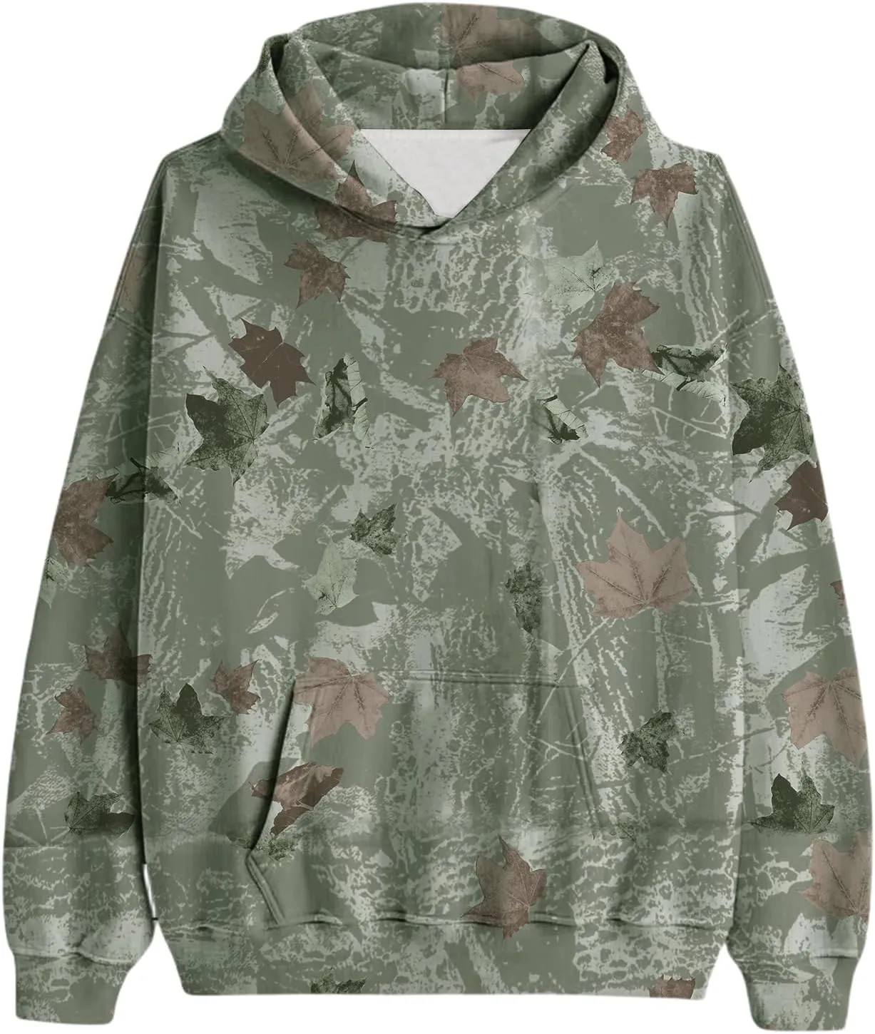 Camo Hoodie Womens Camo Sweatshirt for Women Trendy Maple Leaf Plain Hoodies Fleece Oversized Y2K Pullover with Pocket