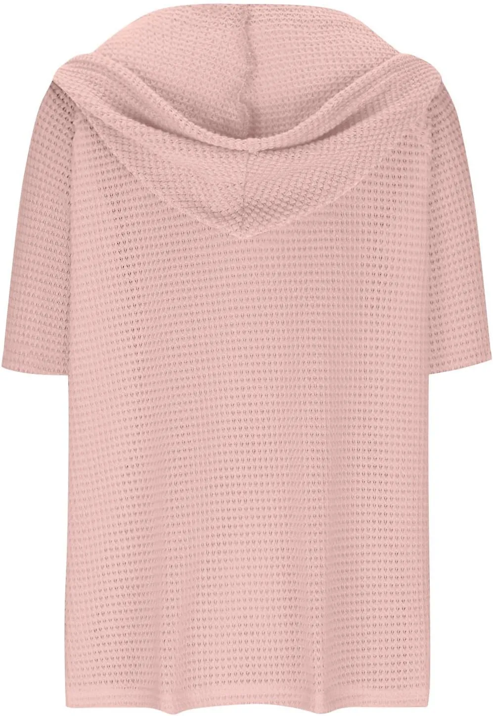 Casual Solid Button-up Hoodies for Women Summer Basic V Neck Half Sleeve Shirt Loose Oversized Dressy Ladies Blouse