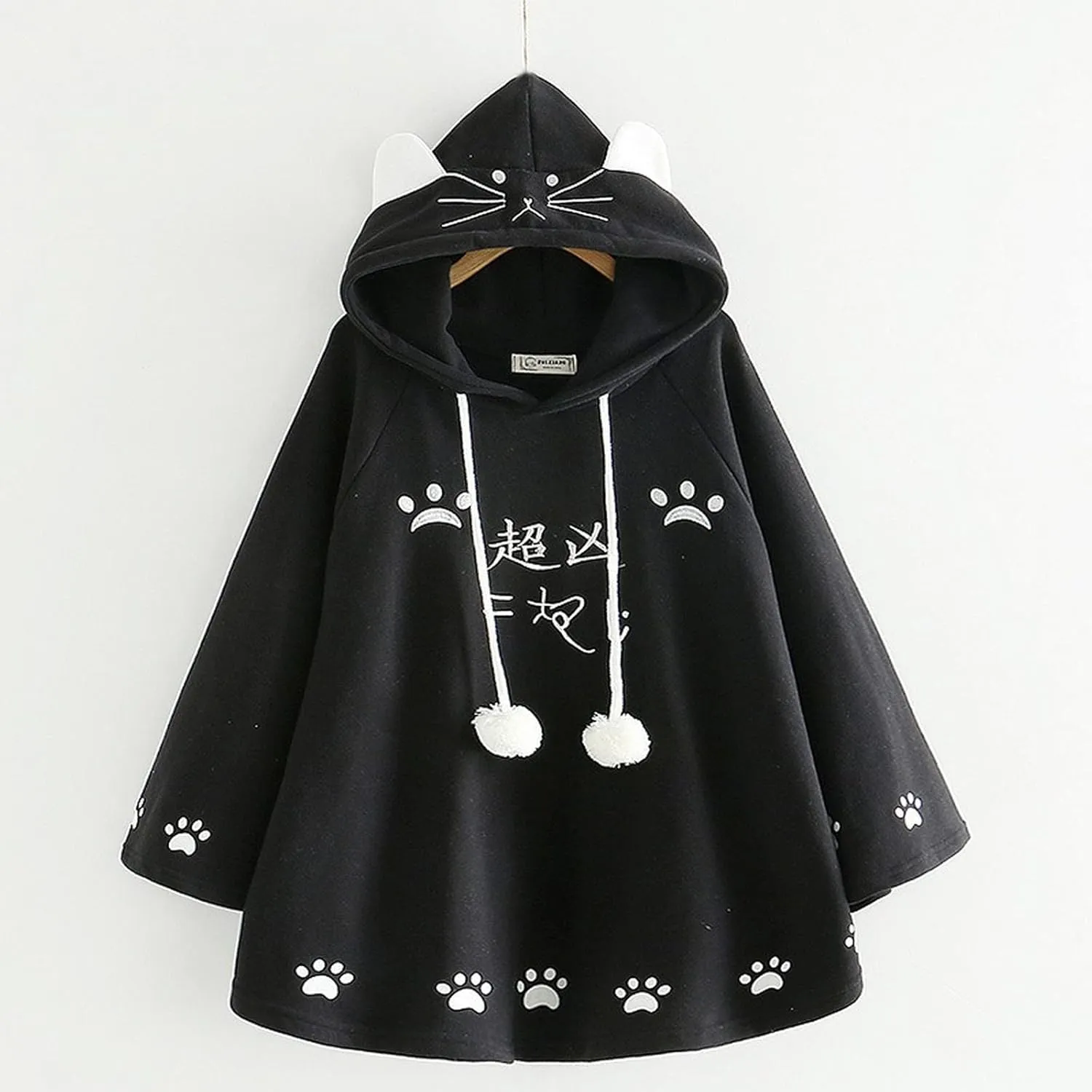 Cat Ears Women Kawaii Hoodie Cloak Anime Cute Aesthetic Japanese Cat Paw Harajuku Cartoon Cosplay Y2K Alternative Top