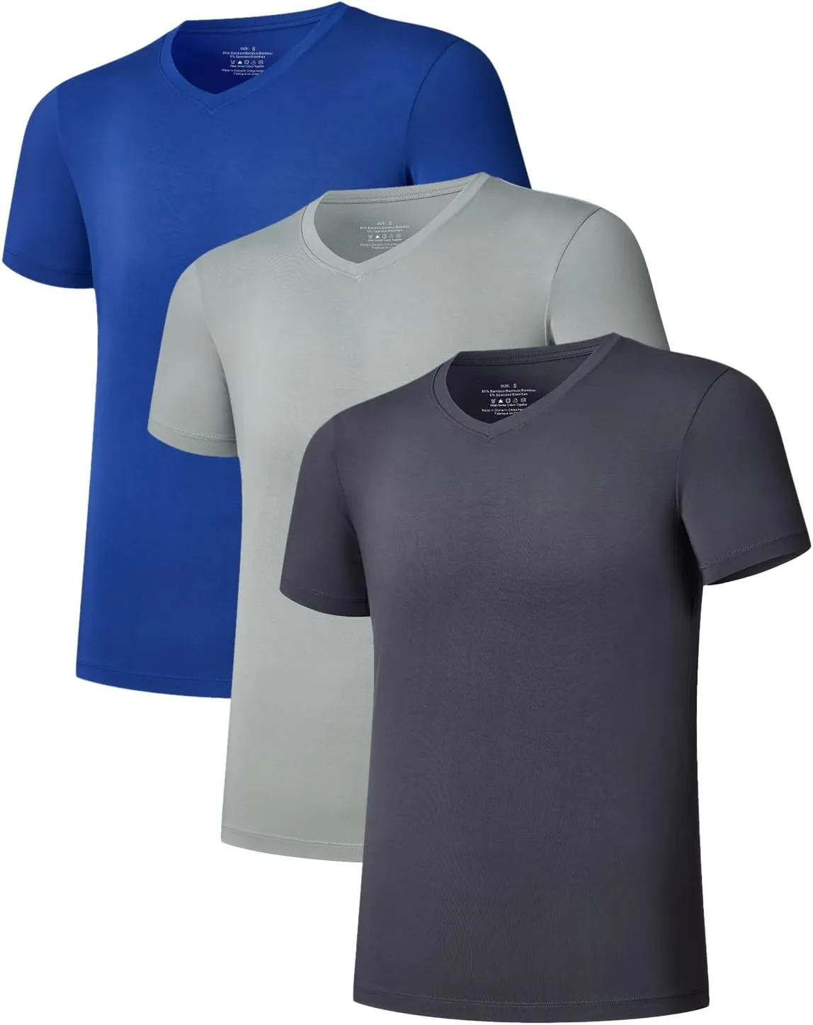 CF Men's Undershirts Bamboo Rayon Shirts for Men Moisture Wicking T-Shirt Classic V Neck Cooling Tee Shirts 3/5 Pack