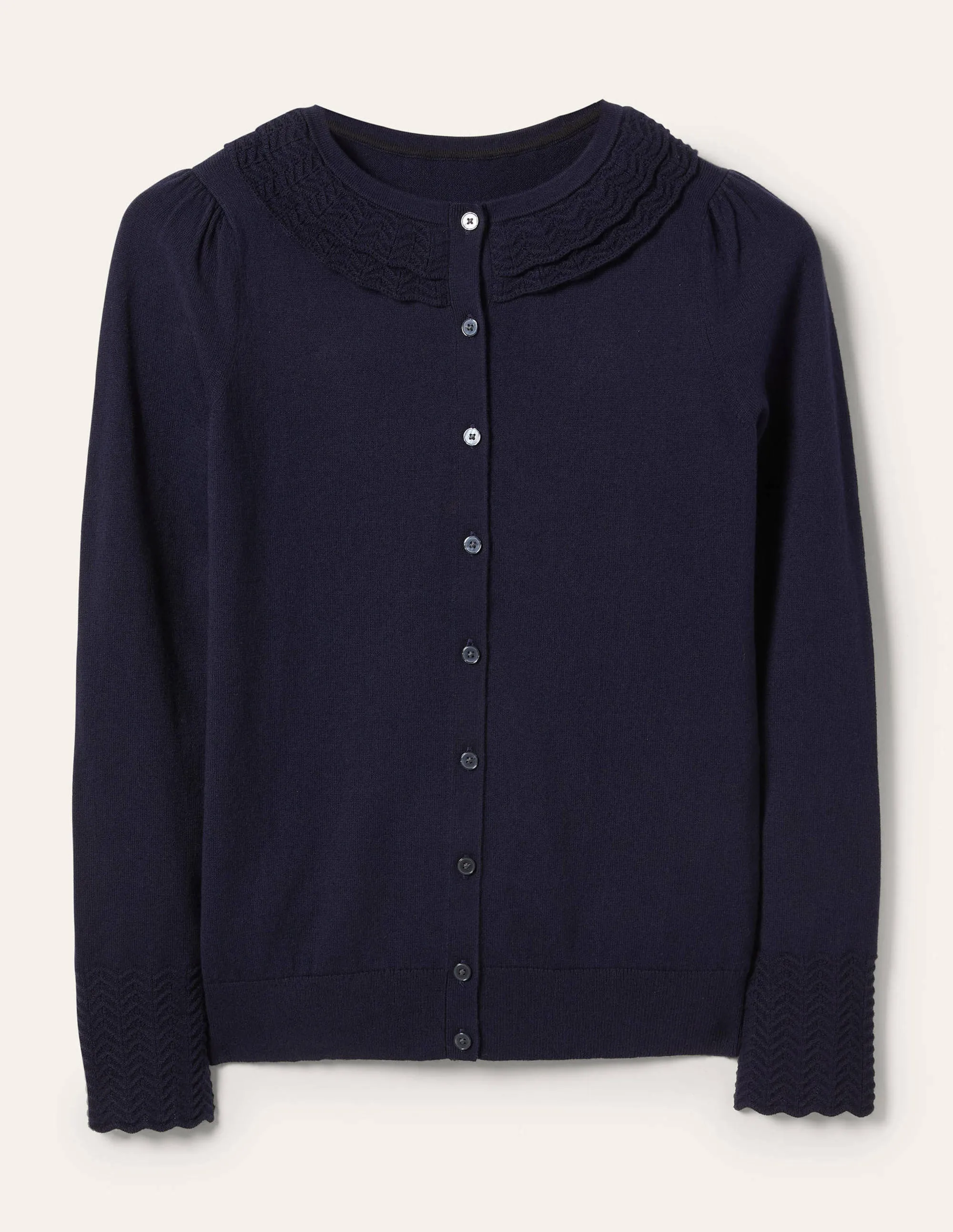 Collar Detail Cardigan-Navy