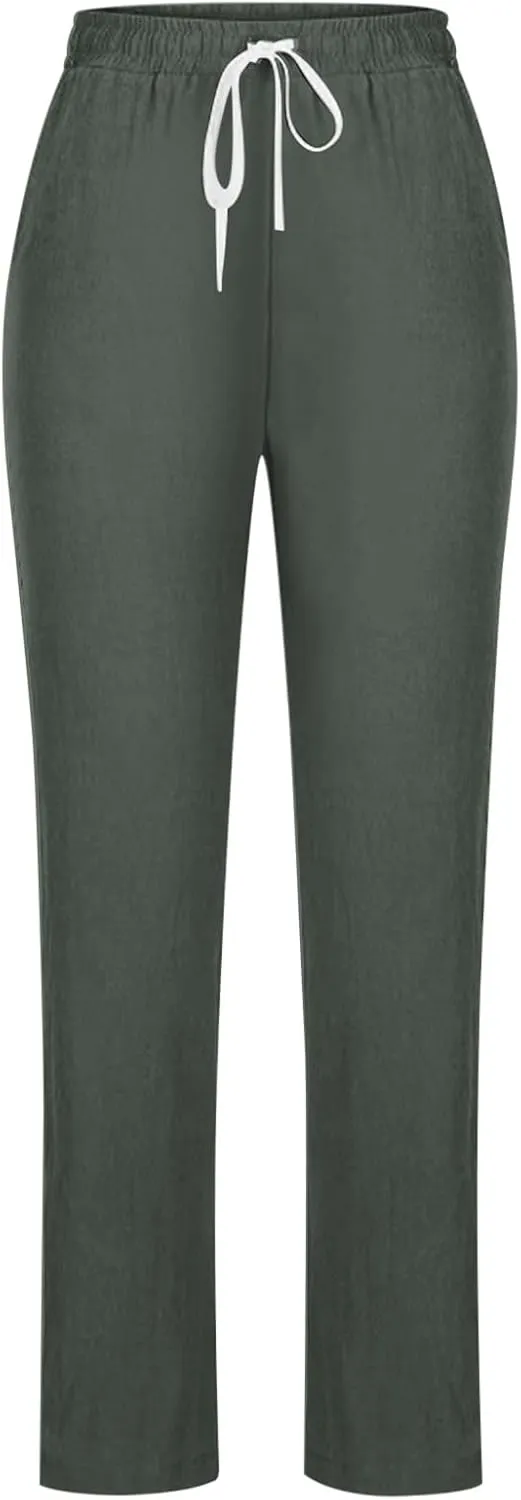 Corduroy Pleated Pants for Women Winter Loose-Fitting Beach Slacks with Pockets Wide Leg Flare Leggings