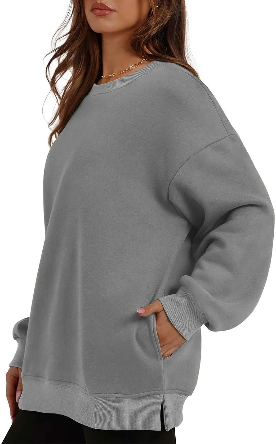 Crewneck Sweatshirts Womens Fall Fashion 2024 Long Sleeve Tops Pullover Casual Cute Loose Winter Clothes with Pocket