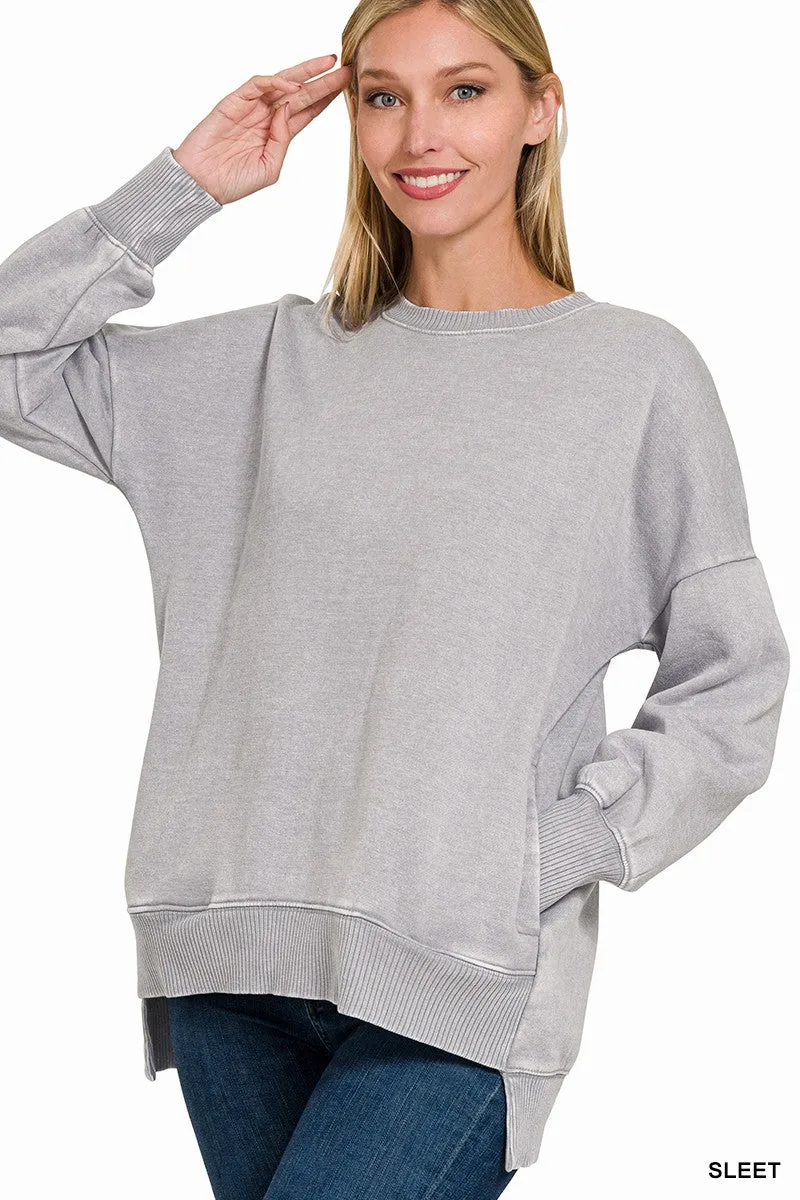Cuddle Me Cozy Acid Wash Pullover - Final Sale