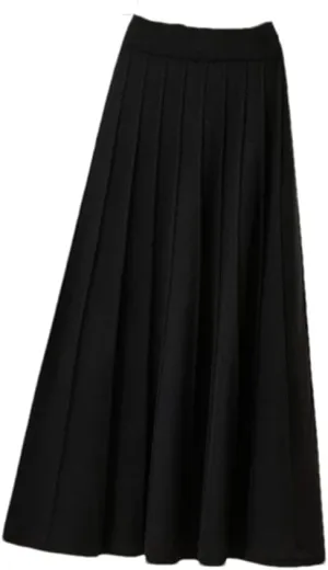 DBFBDTU Knitted Pleated Skirts for Women High Waist Skirt Office Ladies Midi Skirt