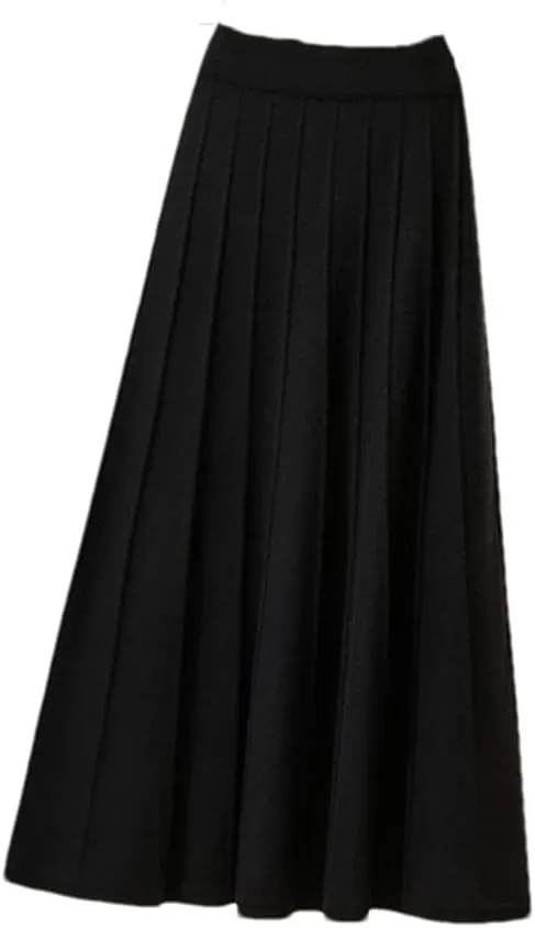 DBFBDTU Knitted Pleated Skirts for Women High Waist Skirt Office Ladies Midi Skirt