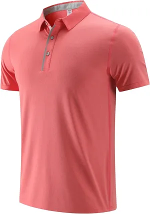 DGHM-JLMY Men's Slim Fit Short Sleeve Polo Shirt Running Lapel Button T-Shirt Cotton Casual Collared Sports Shirts