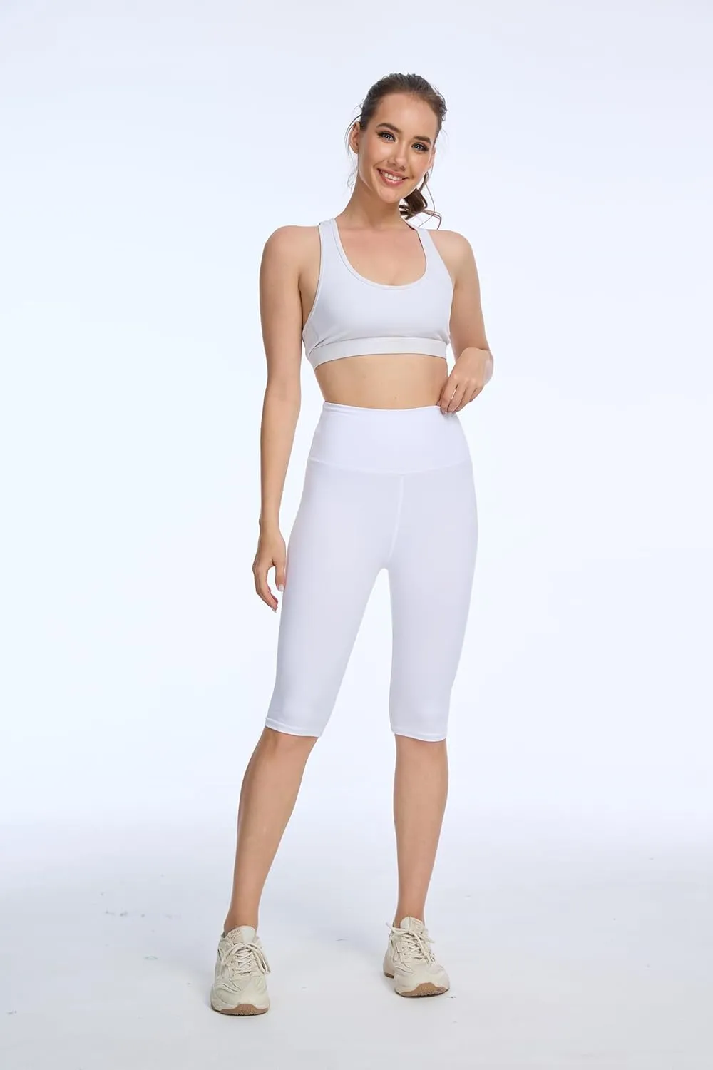 DHSO Women's Knee Length Capri Leggings  High Waisted Capri Pants Workout Yoga Running Summer Biker Shorts