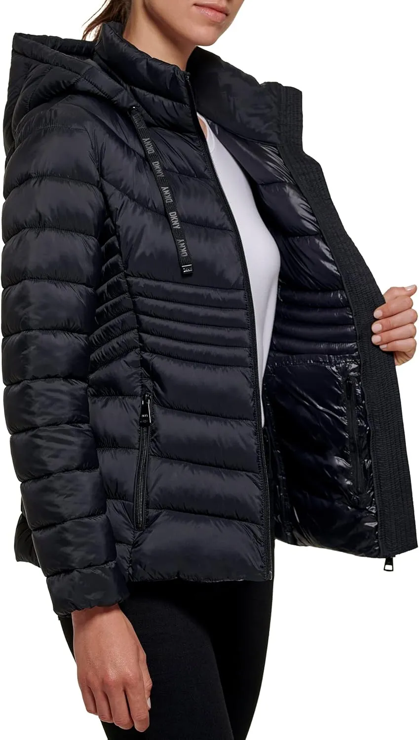 DKNY Womens Comfortable Soft Packable Puffer Outerwear Jacket