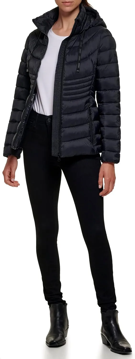 DKNY Womens Comfortable Soft Packable Puffer Outerwear Jacket