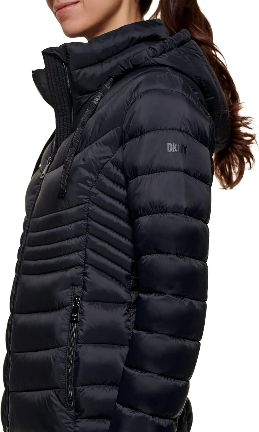 DKNY Womens Comfortable Soft Packable Puffer Outerwear Jacket