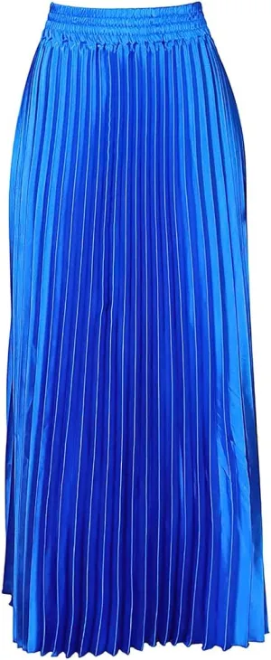 ebossy Women's High Waist Pleated Metallic Shiny Accordion Skirt Elegant A Line Swing Party Maxi Skirts