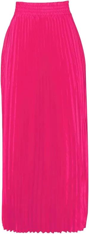 ebossy Women's High Waist Pleated Metallic Shiny Accordion Skirt Elegant A Line Swing Party Maxi Skirts