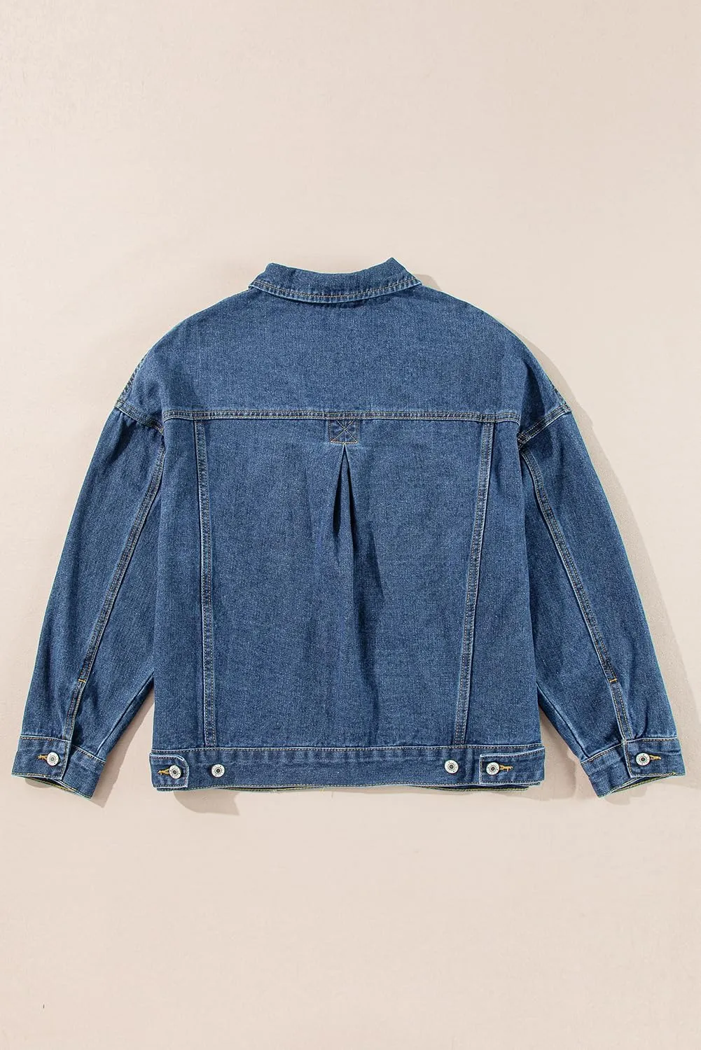 Ecosunny Womens Casual Long Sleeve Button Down Shirt Jacket Stripe Washed Oversize Pocketed Denim Lightweight Coat Tops