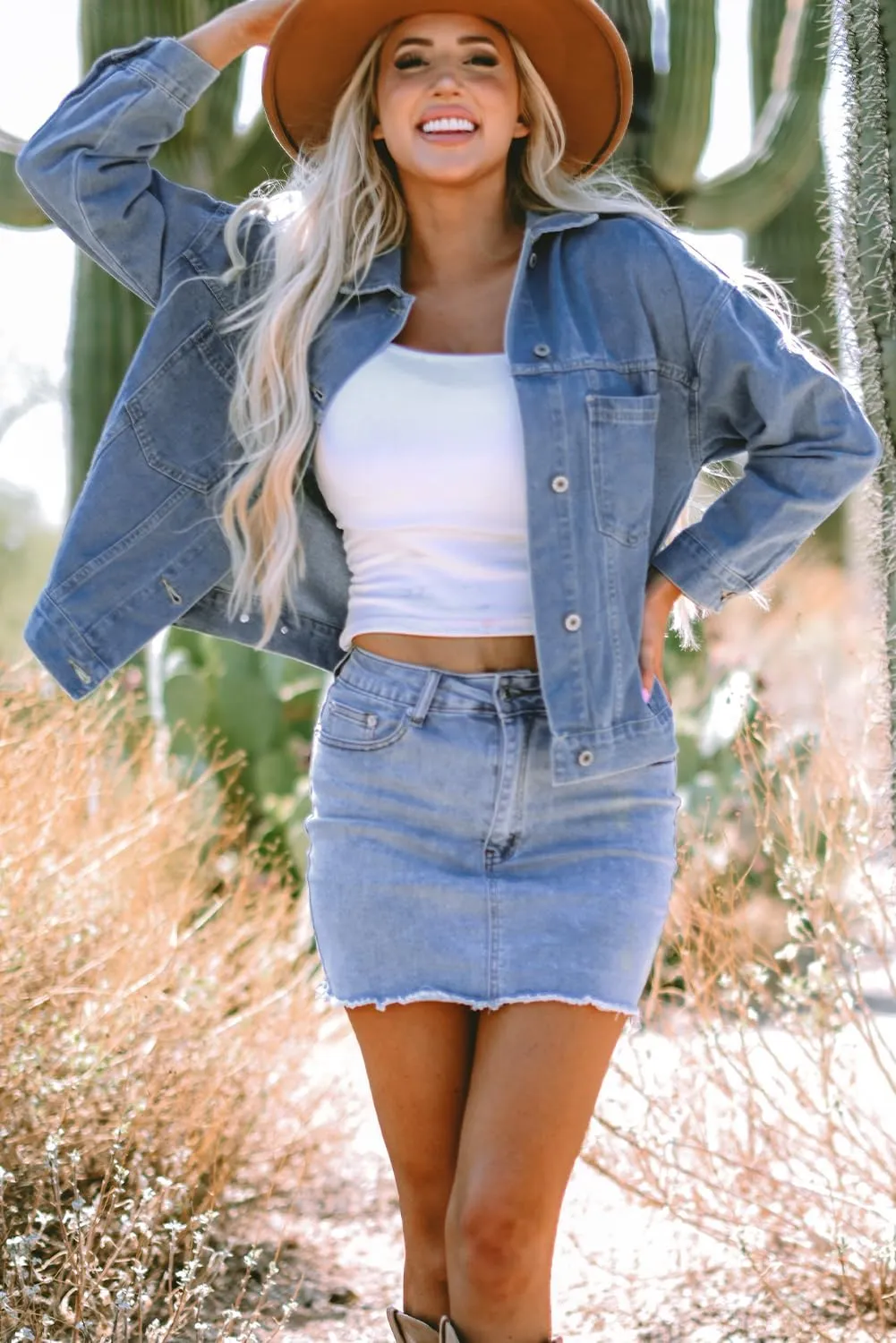 Ecosunny Womens Casual Long Sleeve Button Down Shirt Jacket Stripe Washed Oversize Pocketed Denim Lightweight Coat Tops