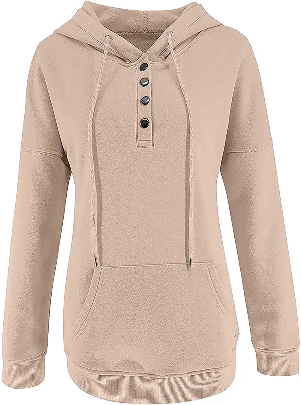 Fall Oversized Women's Sweatshirts Lightweight Solid Y2k Hoodies Casual Button Long Sleeve Drawstring Pullover Tops