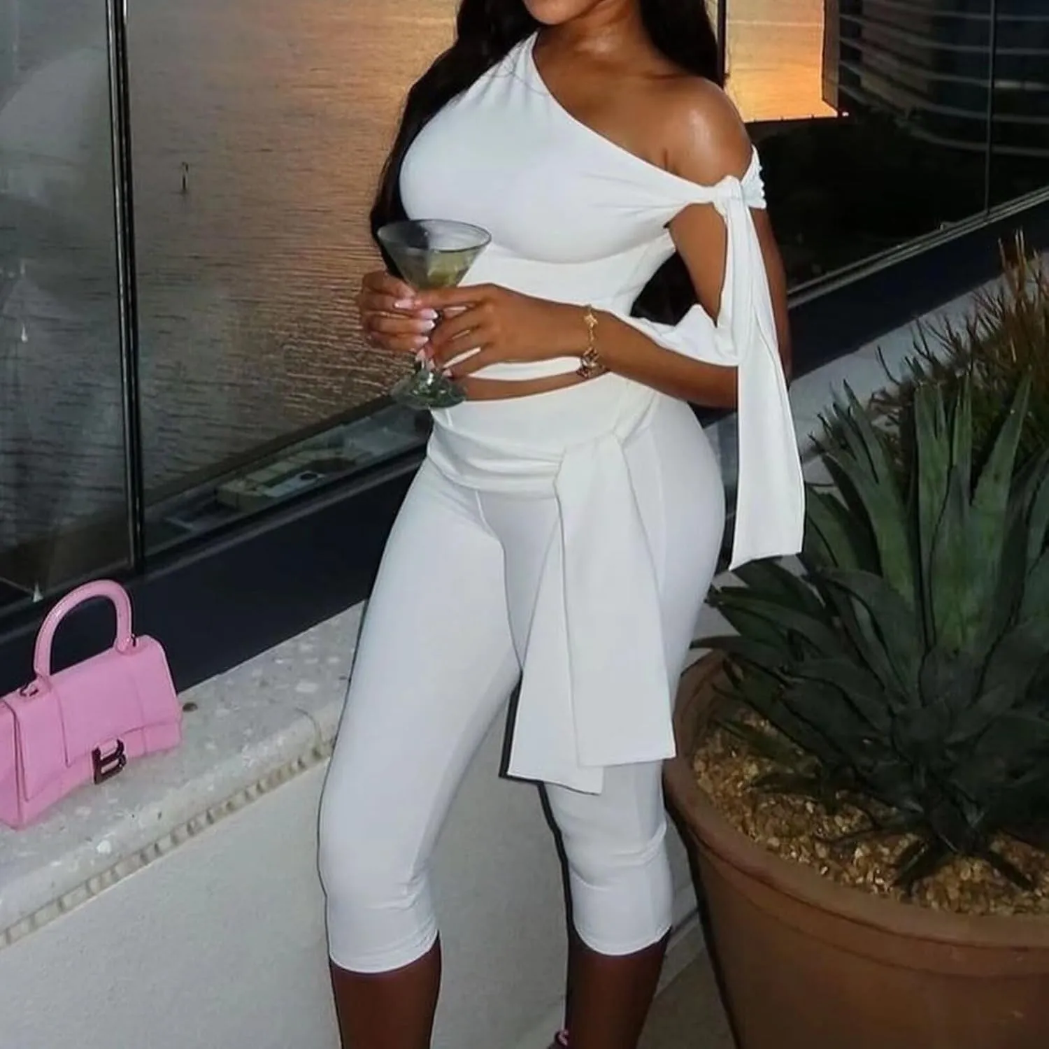 Fastkoala Women's 2 Piece Shorts Sets Outfits Casual Summer 2025 Sexy Off The Shoulder Bodycon Matching Pants Sets