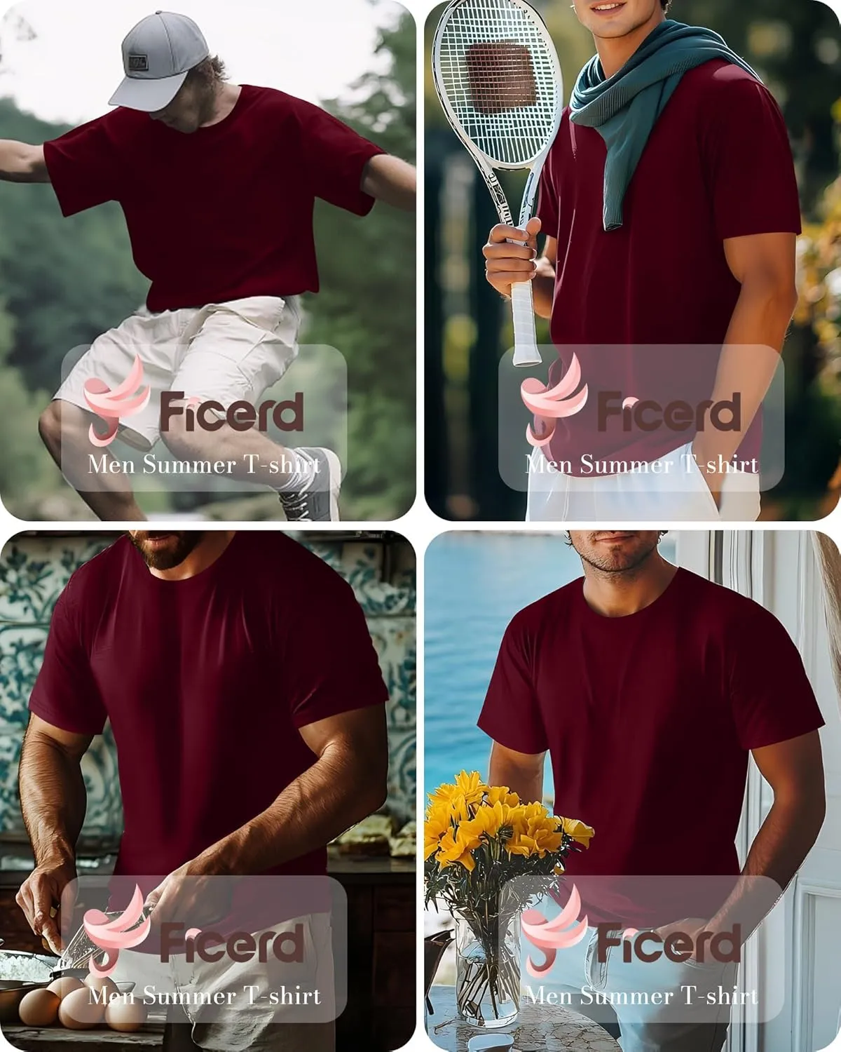 Ficerd Men's Big and Tall Shirt Short Sleeve Summer Cotton Tee Crew Neck Oversize Top Casual Loose Fit Knitted T Shirt M-7XL